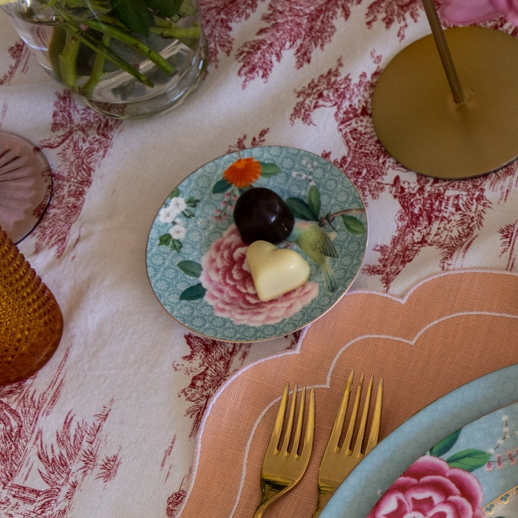 Hostaro Tableware Pip Studio Blushing Bird Blue for the perfect tablescape. Petit Four Plate