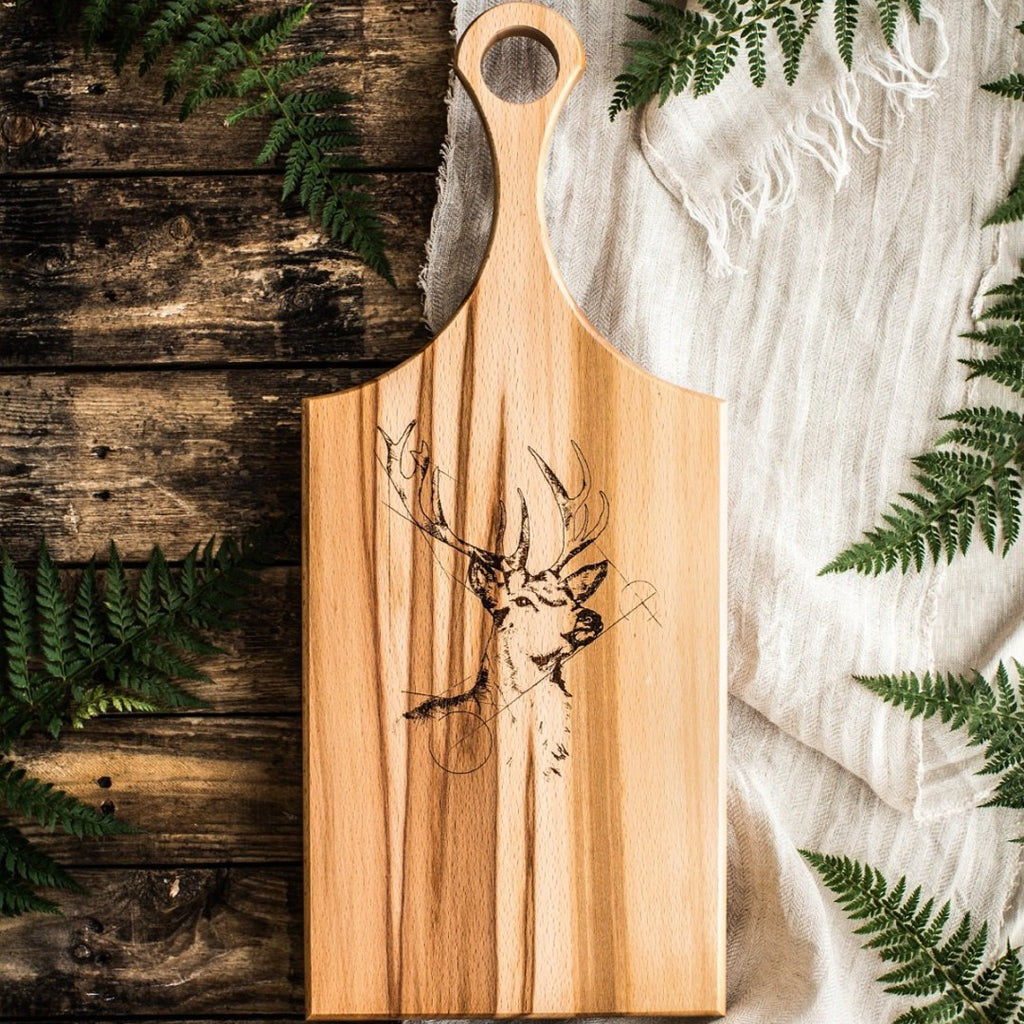 Wooden Paddle board with image of Irish Deer - Hostaro Tableware
