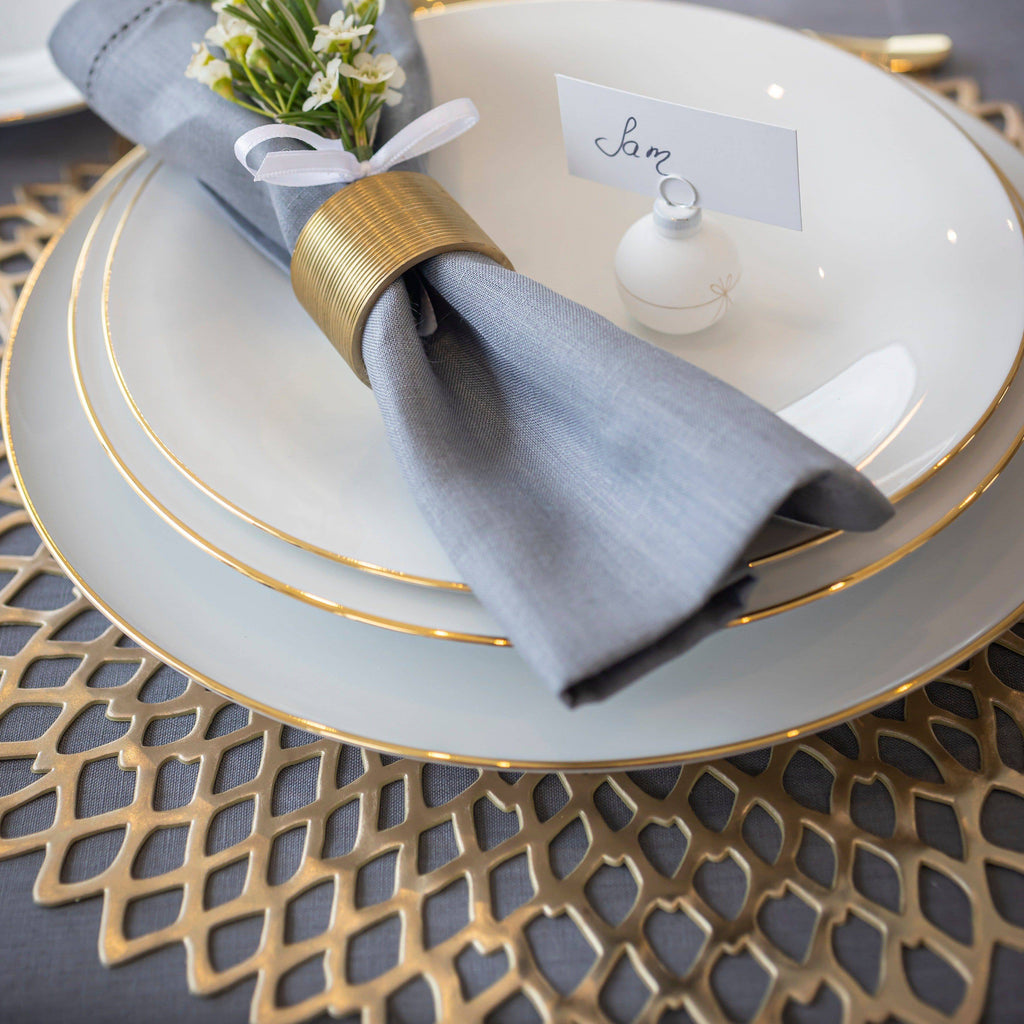 Gold placemats in floral round shape set of 6 - Hostaro Tableware
