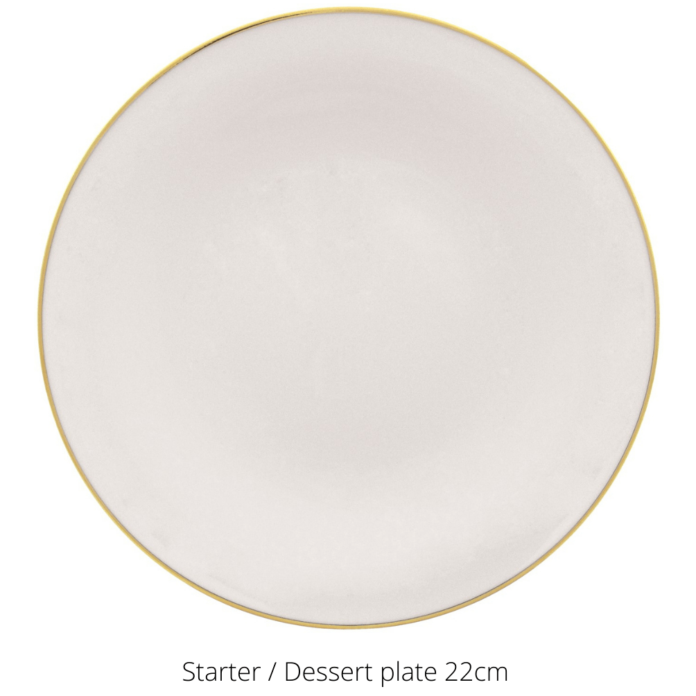 16 piece dinner set white with gold rim - Hostaro Tableware